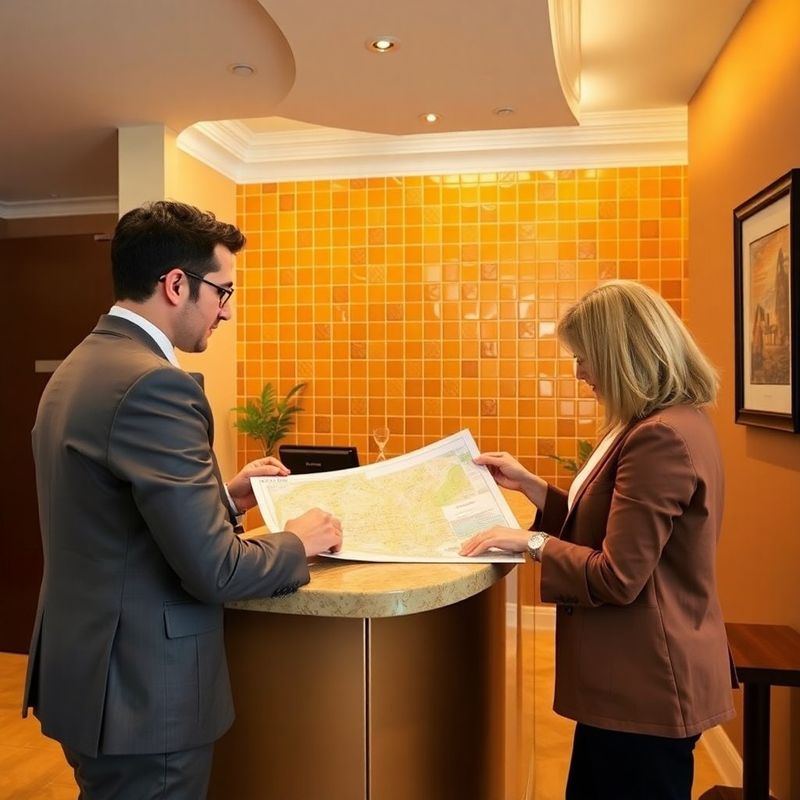 A Stoneaorbit concierge reviewing a Madrid map with a guest